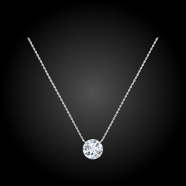 LA PLANETE 2CT White Gold Solitaire Necklace