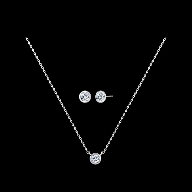 LA PLANETE Classic O.1CT Bezel Set (Necklace &amp; Earrings)